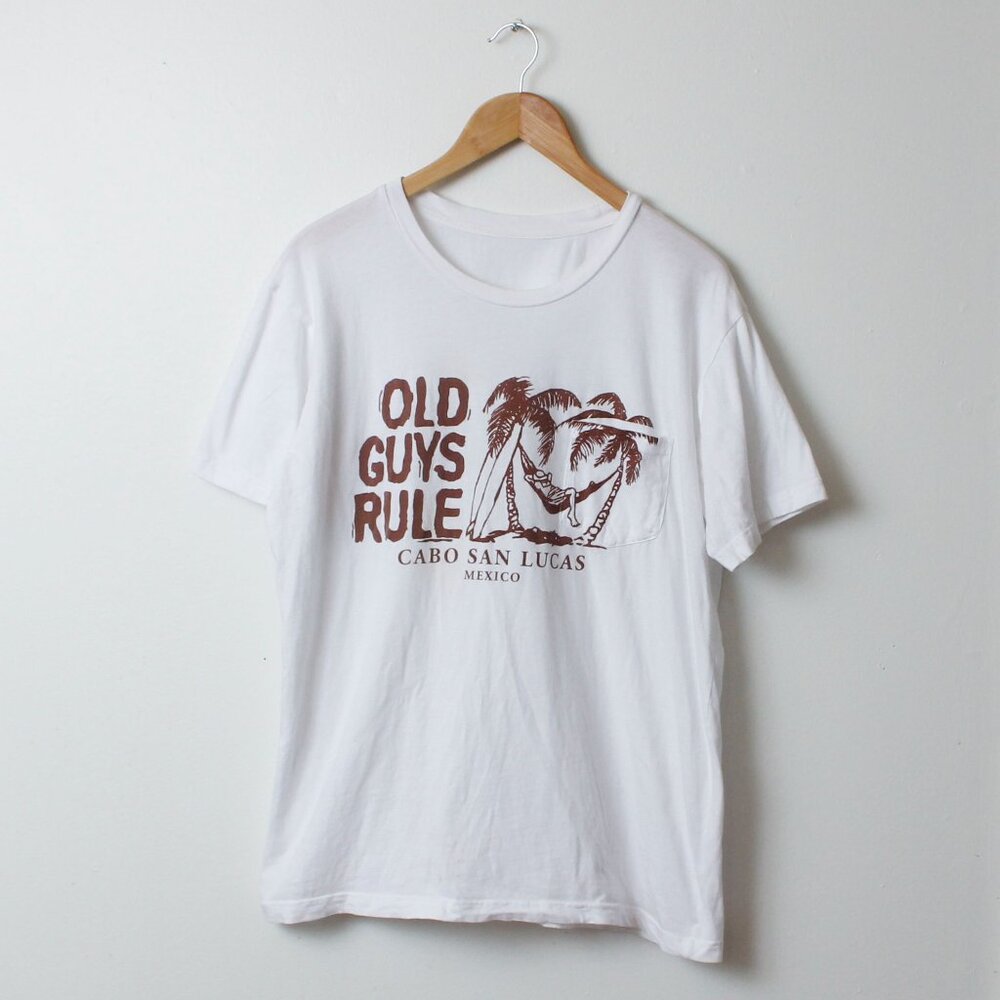 Old Guys Rule Mexico Shirt Men XL White Pocket Tee